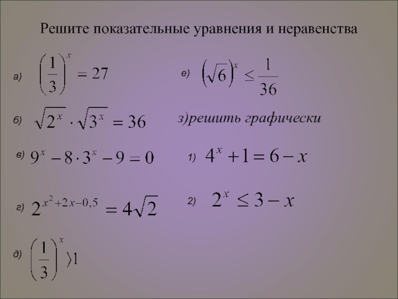 Картинки показательные уравнения