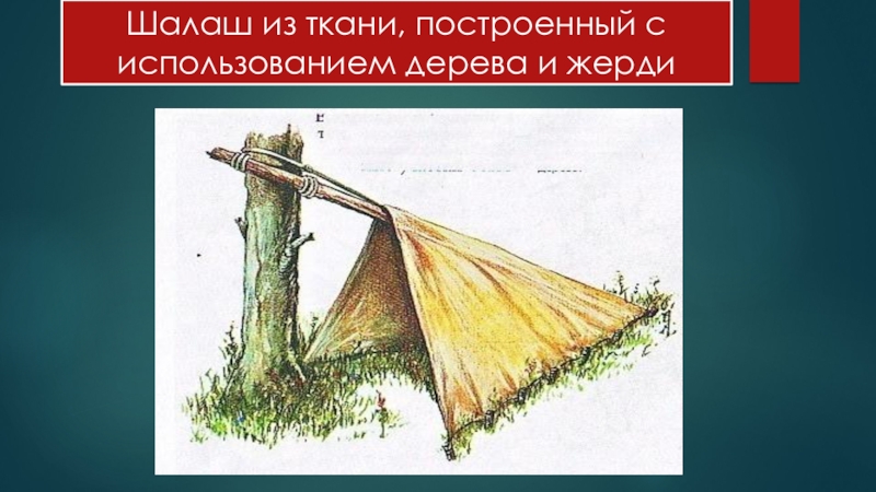 Нарисуйте в тетради схему устройства простейшего шалаша который можно соорудить используя жерди