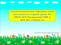 Анализ воспитательно-образовательной деятельности в старшей группе №1 МКОУ БГО Чигоракской СОШ за 2016-2017 учебный год