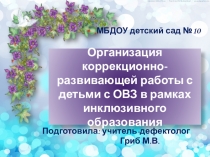 Презентация Организация коррекционно-развивающей работы с детьми с ОВЗ в рамках инклюзивного образования