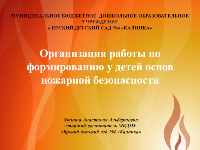 Презентация Организация работы по пожарной безопасности в ДОУ