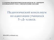 Адаптационный период учащихся 5 класса.