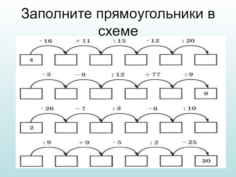 Заполни прямоугольники. Математические Цепочки тренажеры 6 класс. Примеры ручейки по математике.