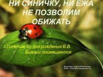 Познавательная игра Ни синичку, ни ежа не позволим обижать, посвященная творчеству В.В.Бианки