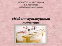 Презентация Неделя культурного питания вшколе