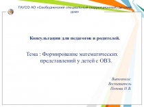 Формирования математических представлений у детей с ОВЗ (консультация для педагогов)