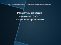 Презентация по Слесарному делу на тему Разметка, резание тонколистового метала и проволоки