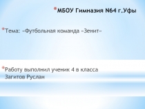 Презентация Футбольный клуб Зенит