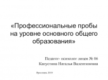 Презентация Профессиональные пробы на уровне основного общего образования