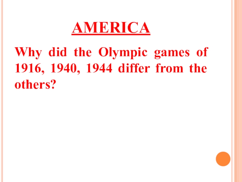 AMERICAWhy did the Olympic games of 1916, 1940, 1944 differ from the others?