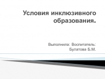 Условия инклюзивного образования