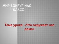 Конспект урока по окружающему миру Что окружает нас дома?