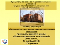 Презентация к семинару директоров: Управление и научно-методические аспекты в реализации Программы развития: Школа современных компетенций (2012-2017 гг)