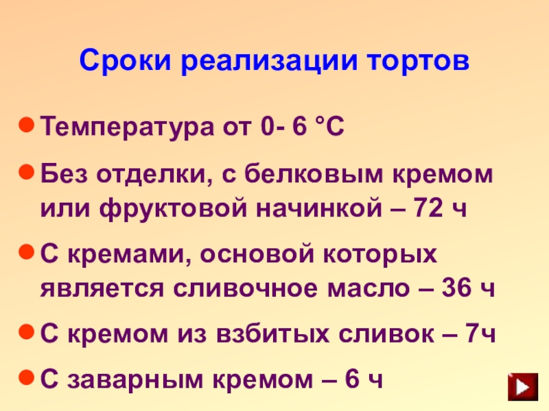 Срок тортов