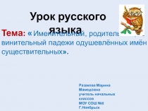 Презентация по русскому языку на тему  Именительный, родительный, винительный падежи одушевлённых имён существительных (4 класс).