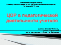 Презентация доклада ЦОР в образовательной деятельности учителя