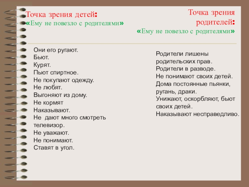 С точки зрения родителей. Повезло с родителями.