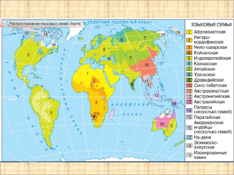Языки языковые семьи. Карта языковых семей.