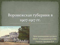 Воронежская губерния в 1907-1917 гг.