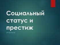 Презентация по обществознанию на тему Социальный статус и престиж ( 9 класс)