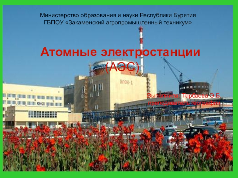 Презентация Атомные электрические станции