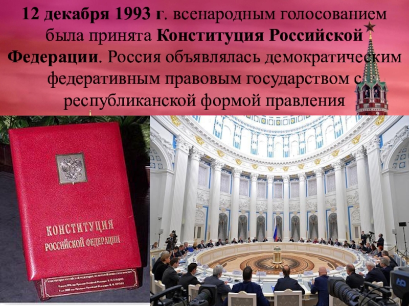 Проект конституции 1993 г был принят всенародным референдумом