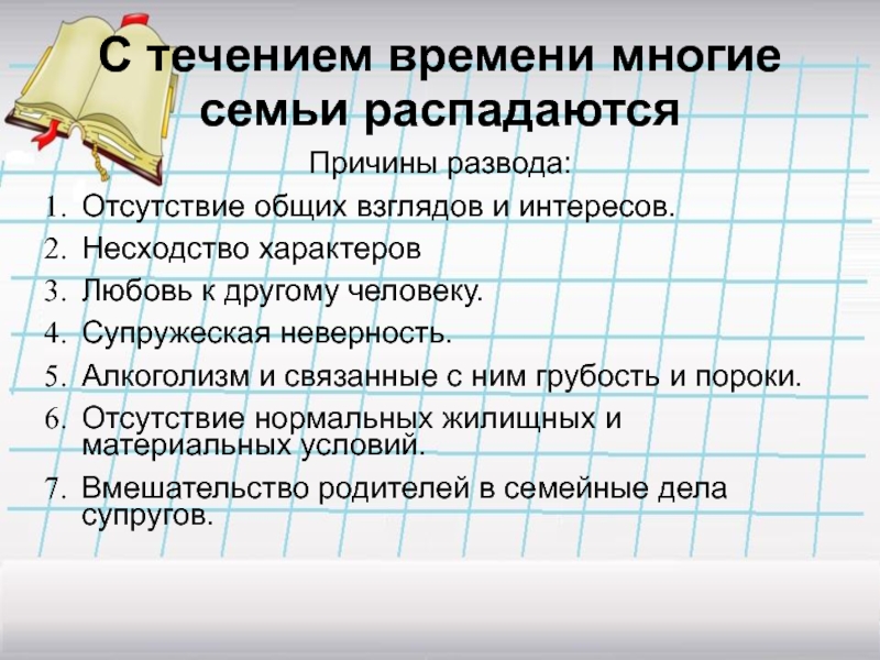 Распад семьи причины презентация