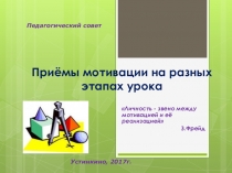 Презентация к педагогическому совету на тему Приёмы мотивации на разных этапах урока математики