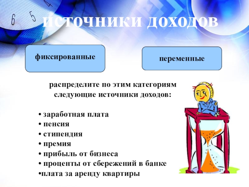 Переменные доходы. Источники доходов фиксированные и переменные. Источники доходов семьи фиксированные и переменные. Фиксированные и переменные доходы семьи. Переменные доходы примеры.