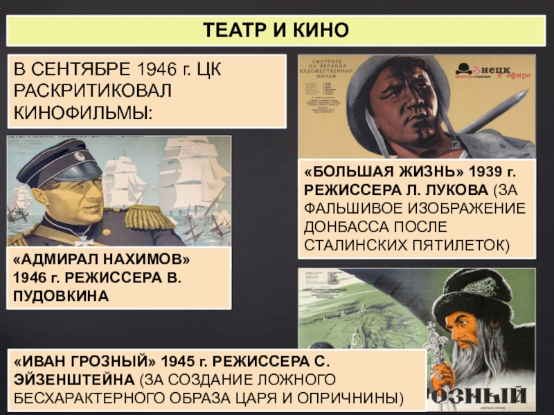 Идеология и культура в ссср. Культура в 1945-1953 гг. Театр 1945-1953. Кинематограф 1945-1953.