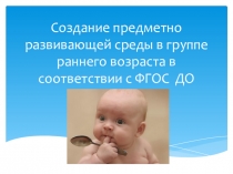 Презентация Создание предметно развивающей среды в группе раннего возраста в соответствии с ФГОС ДО