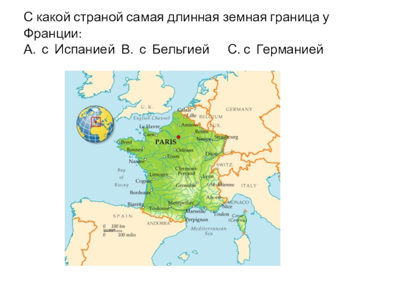 Карта граница испании и франции