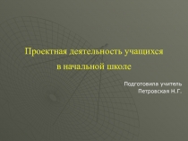 Презентация по теме Проектная деятельность в начальной школе