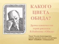 Презентация Какого цвета обида? (по рассказу В.В.Набокова Обида)