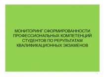 МОНИТОРИНГ СФОРМИРОВАННОСТИ ПРОФЕССИОНАЛЬНЫХ КОМПЕТЕНЦИЙ СТУДЕНТОВ ПО РЕРУЛЬТАТАМ КВАЛИФИКАЦИОННЫХ ЭКЗАМЕНОВ