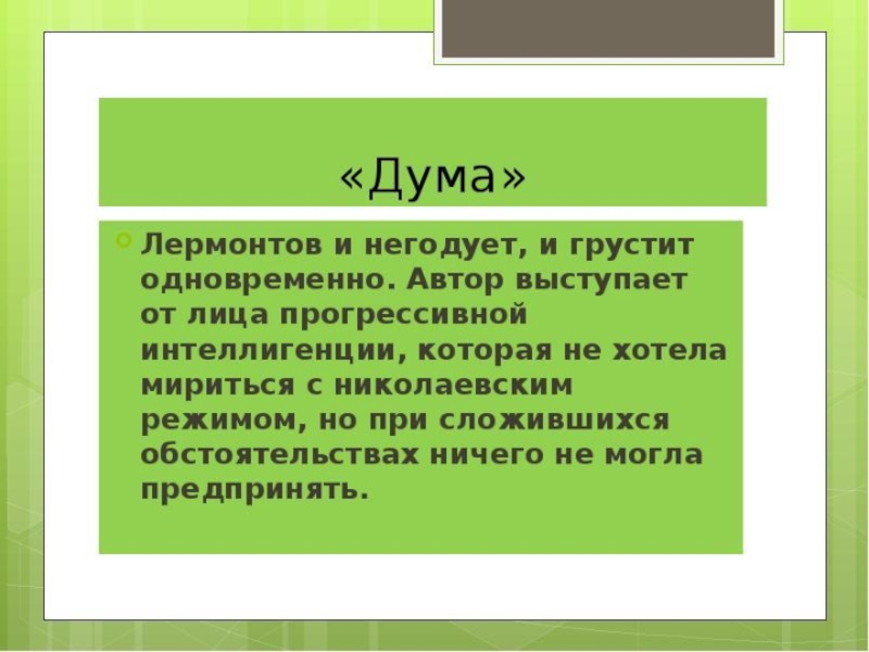 Анализ стихотворения дума лермонтова 9 класс по плану