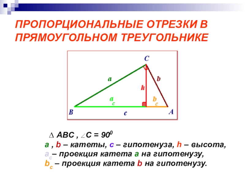 Проекция катетов. Пропорциональные отрезки в прямоугольном треугольнике формулы. Пропорциональные отрезки в прямоугольном треуг. Формулы пропорциональности в прямоугольном треугольнике. Теорема пропорциональности в прямоугольном треугольнике.