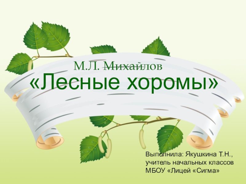 Доклад: Михайлов М.Л.