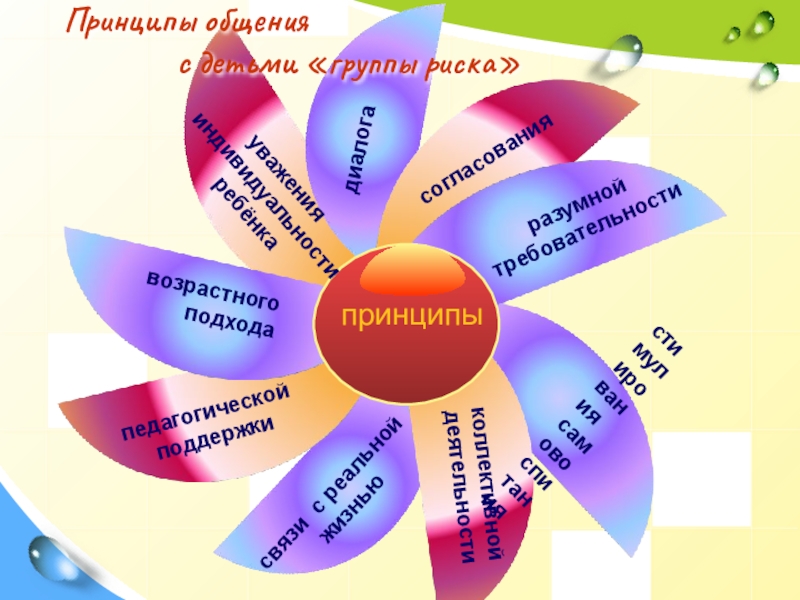 Принцип дети детям. Принципы общения с ребенком. Принципы общения с детьми группы риска. Социальный педагог с детьми группы риска. Группа риска детей по здоровью.