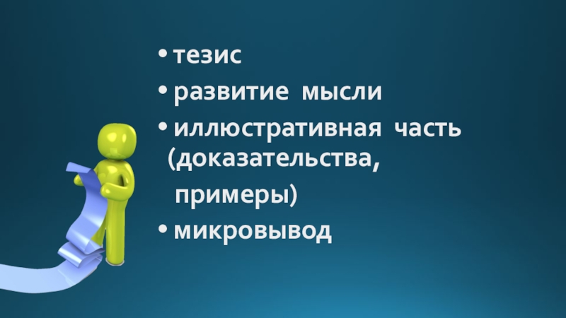 Развивающий тезис. Как писать Микровывод. Где пишется Микровывод.