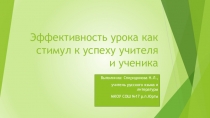 Эффективность урока как стимул к успеху учителя и ученика