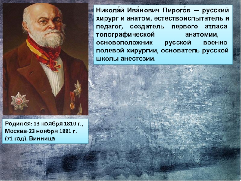 Пирогов как основоположник оперативной хирургии и топографической анатомии