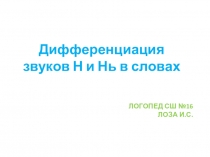 Презентация к уроку по теме: Дифференциация звуков Н и Нь в словах