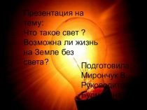 Презентация Что такое свет? Возможна ли жизнь на Земле без света к уроку Свет - наша жизнь