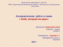 Исследовательская работа по химии  Хлеб, который мы едим