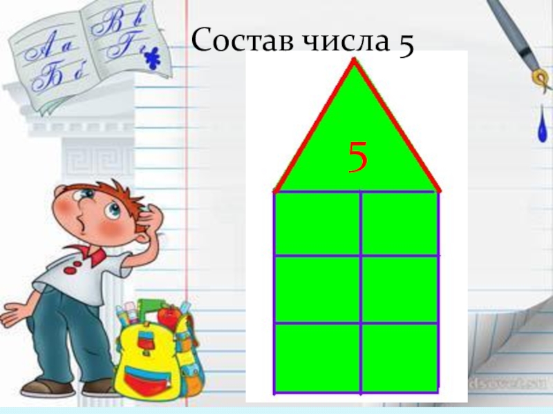 Состоит из 5 10. Состав числа 5. Состав числа 5 картинки. Картинка домик состав числа 5. Состав числа 5 5.