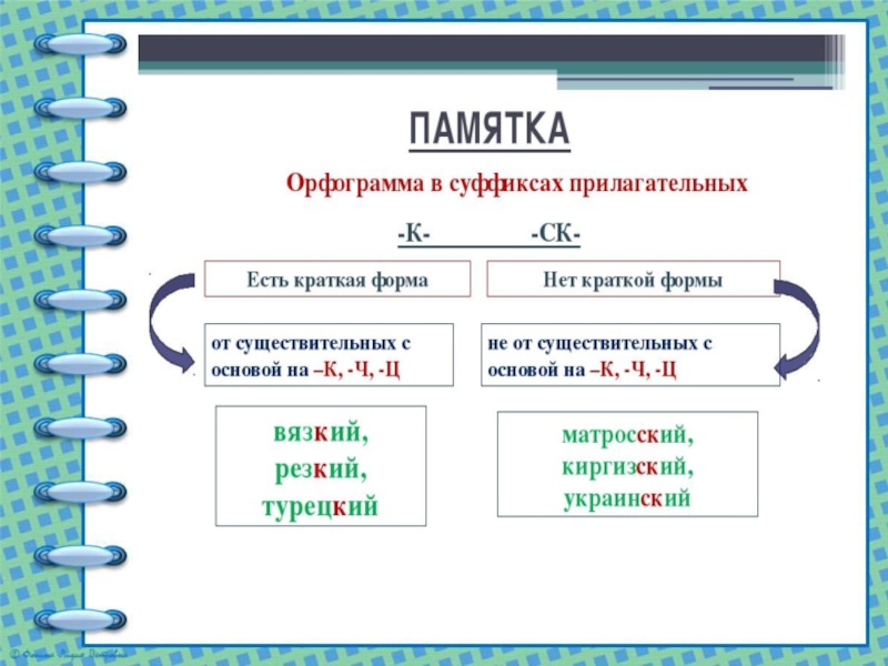 Правописание суффиксов к и ск в прилагательных 5 класс презентация