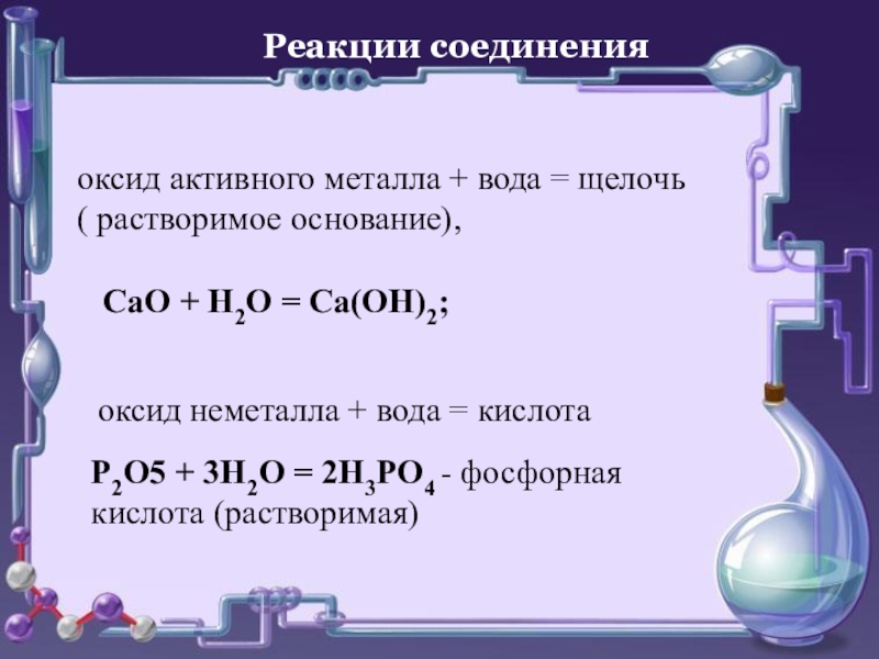 Составить уравнение реакции по схеме металл оксид металла основание