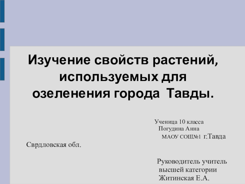 Реферат: Зелёные насаждения и их роль в современном городе