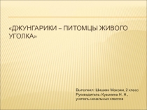 Презентация к проектной работы Джунгарики